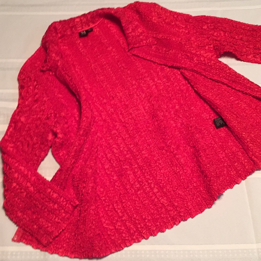 Milano Red Jacket Zip Front Bubble Texture Xl - image 3